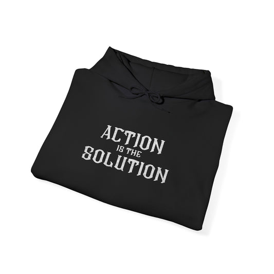 Action is the Solution | Unisex Heavy Blend Hoodie for Bodybuilding & Powerlifting