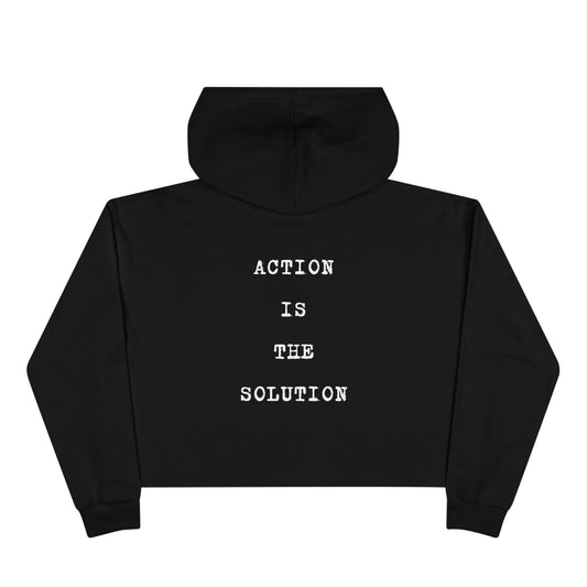 Action Crop Hoodie Back Black