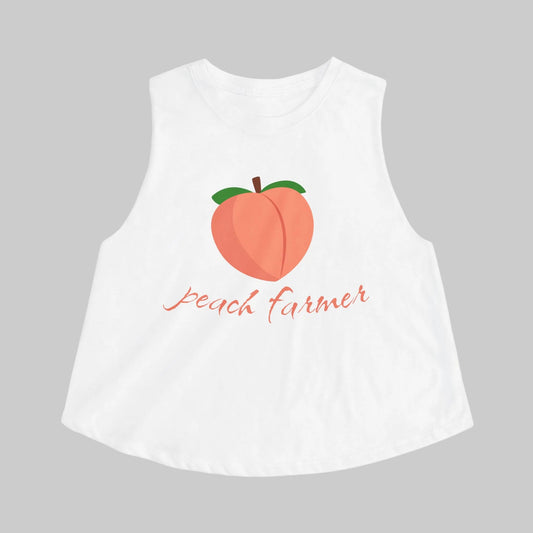 Peach Farmer Crop Top Front White