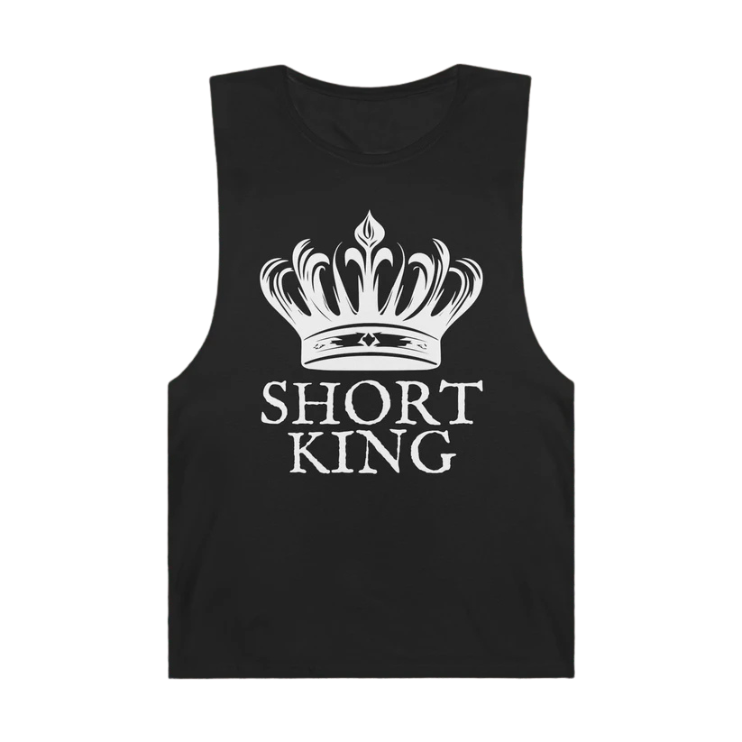 Short King Muscle Tank Front Black